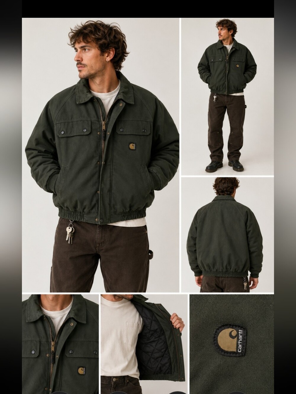 Vintage Carhartt J70 OLV T.A.C. 1000 Insulated Work Jacket Olive Green Quilted L